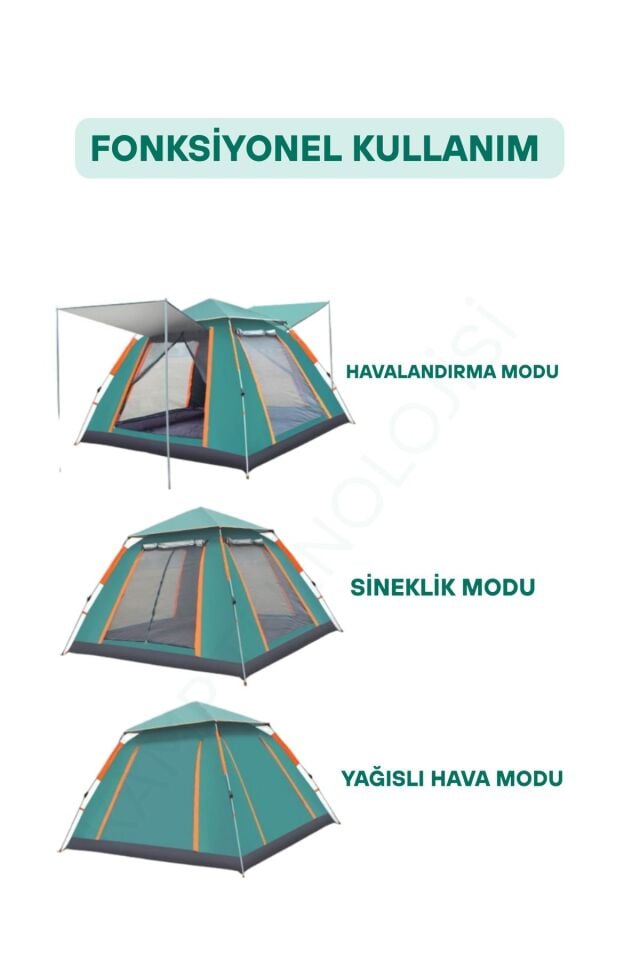 Camp One 6 Kişilik Kamp Doğa Deprem Çadırı Tam Otomatik Profesyonel Çadır