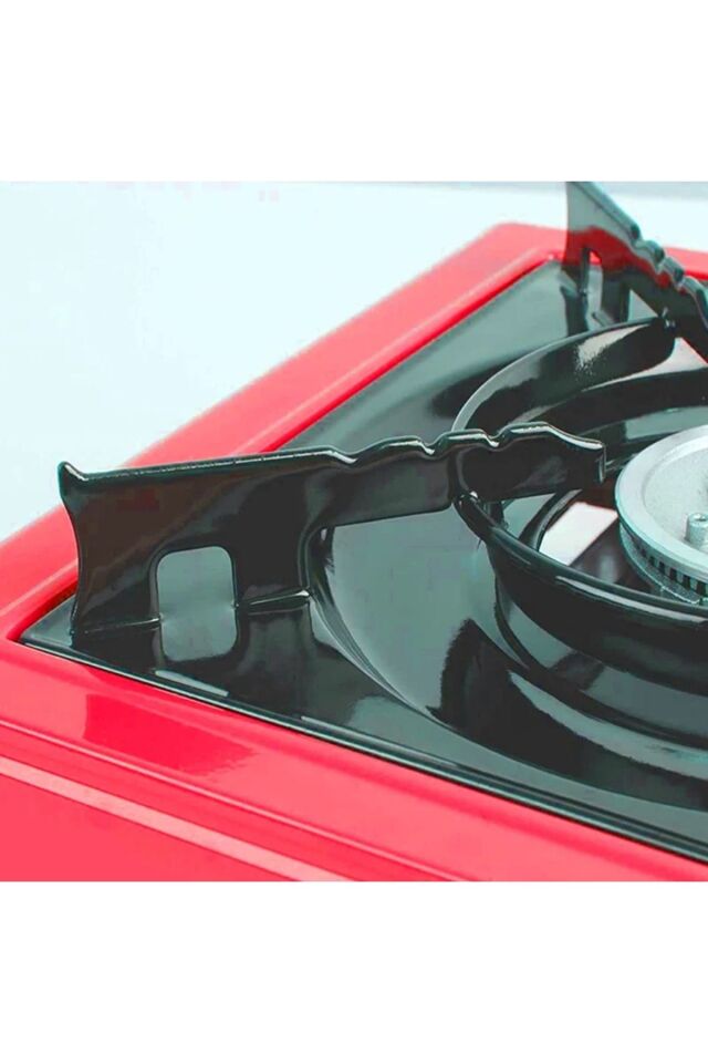 Camp One Portatif Tek Gözlü Stop Emniyetli Kamp Doğa Piknik Ocağı Profesyonel Çanta Hediyeli Kırmızı