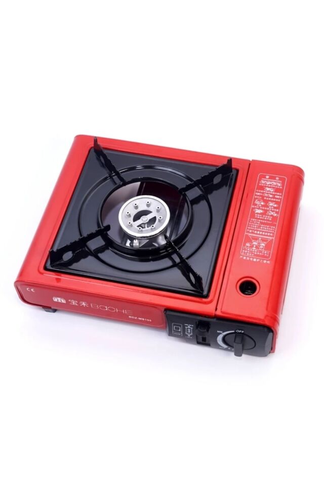 Camp One Portatif Tek Gözlü Stop Emniyetli Kamp Doğa Piknik Ocağı Profesyonel Çanta Hediyeli Kırmızı