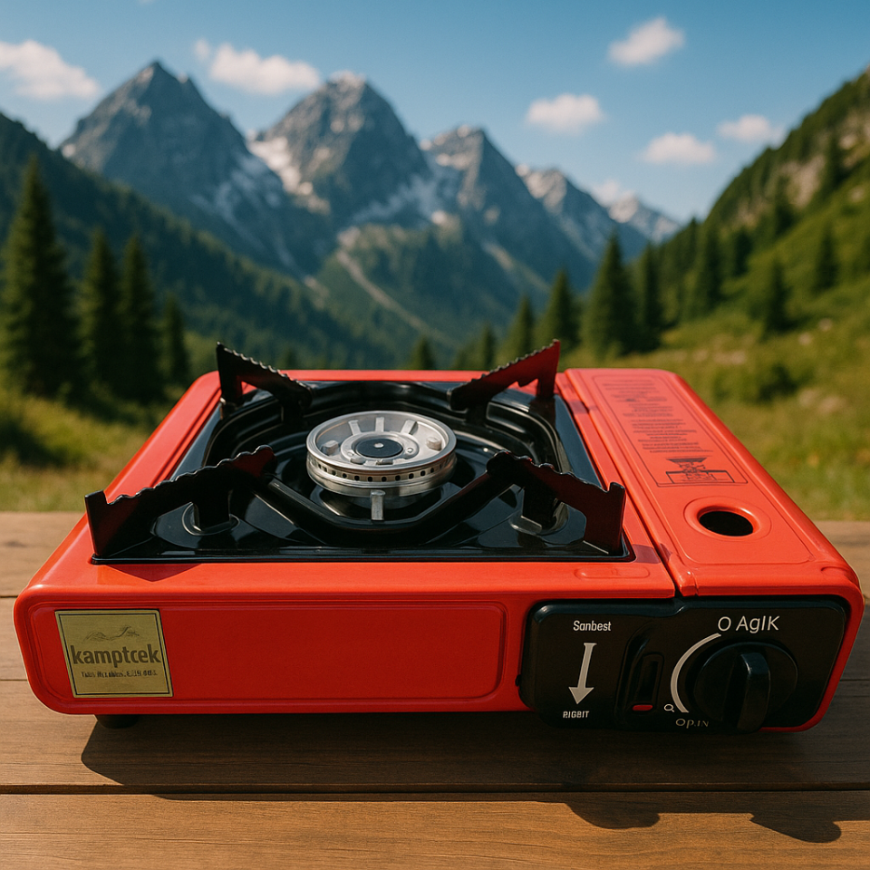 Camp One Portatif Tek Gözlü Stop Emniyetli Kamp Doğa Piknik Ocağı Profesyonel Çanta Hediyeli Kırmızı