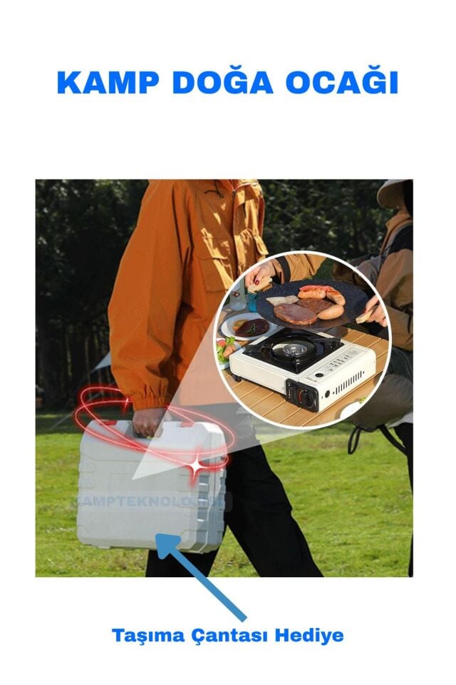 Camp One Portatif Tek Gözlü Stop Emniyetli Profesyonel Kamp Doğa Piknik Gaz Ocağı Yeşil