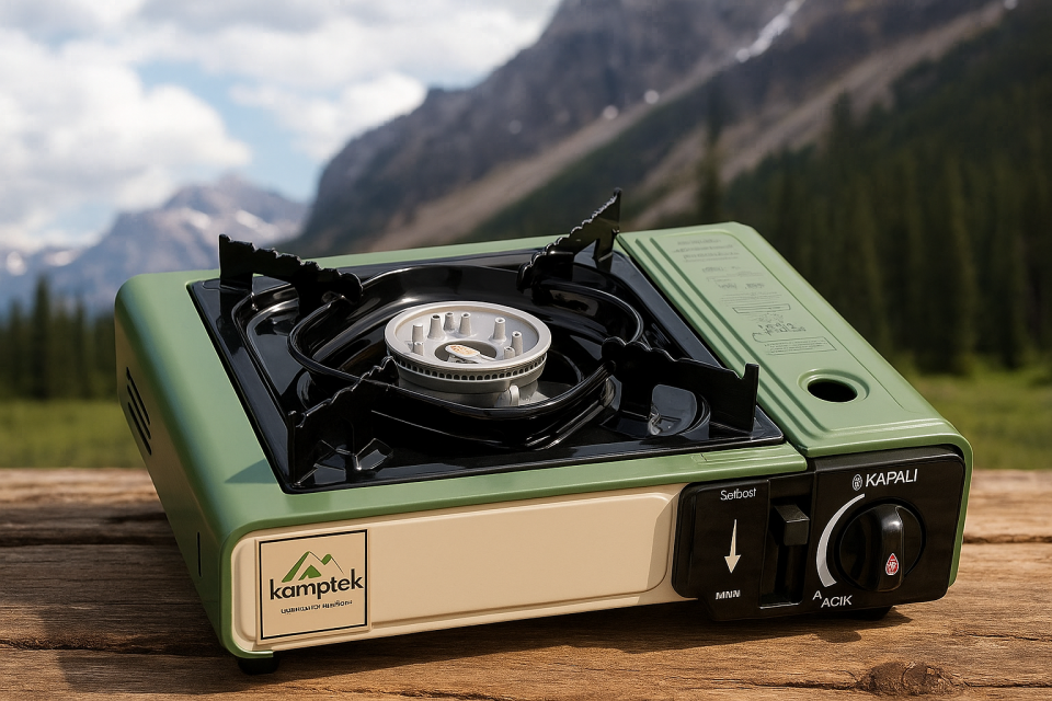 Camp One Portatif Tek Gözlü Stop Emniyetli Profesyonel Kamp Doğa Piknik Gaz Ocağı Yeşil