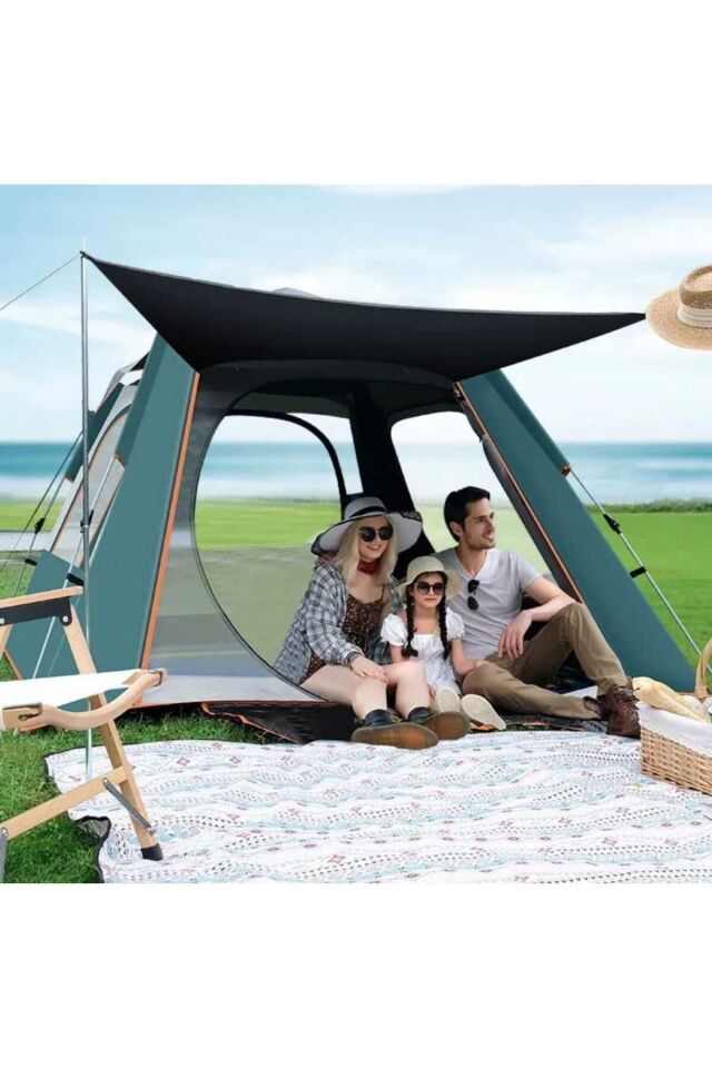 Camp One 4 Kişilik Otomatik Kurulum Dört Mevsim Profesyonel Kamp Doğa Deprem Çadırı 215*215*145 cm