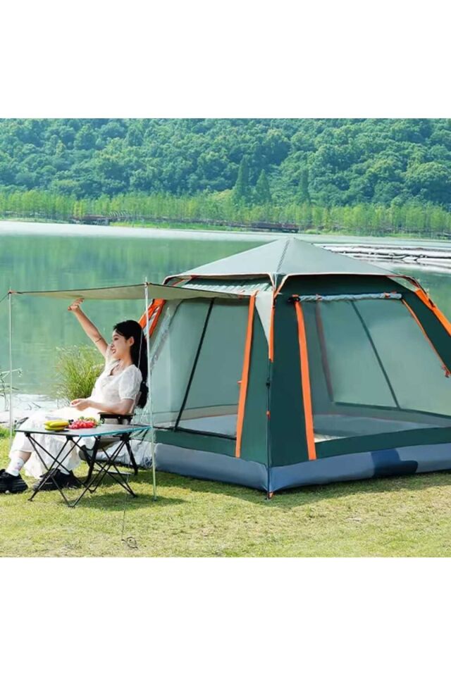 Camp One 4 Kişilik Otomatik Kurulum Dört Mevsim Profesyonel Kamp Doğa Deprem Çadırı 215*215*145 cm