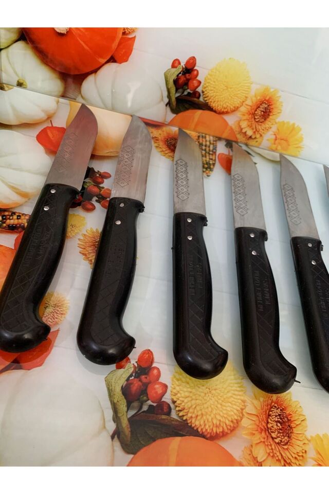 Kamptek Bıçak Meşhur Kahramanmaraş Mutfak Kasap Bıçağı Orta Boy Siyah 6 Adet