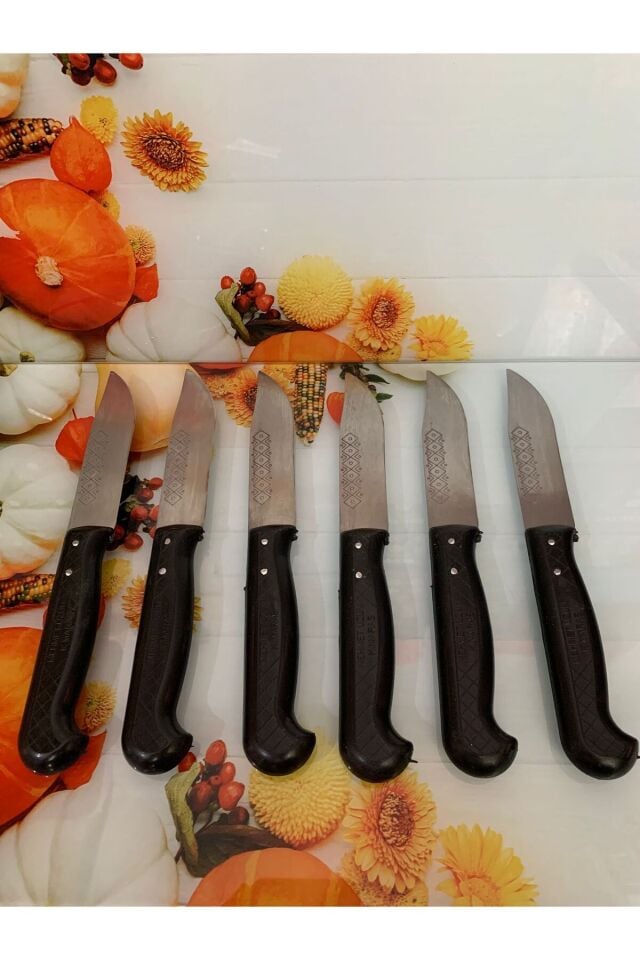 Kamptek Bıçak Meşhur Kahramanmaraş Mutfak Kasap Bıçağı Orta Boy Siyah 6 Adet