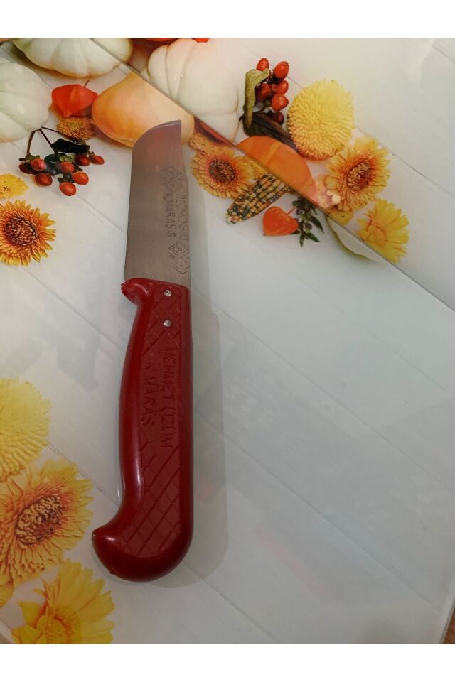 Kamptek Bıçak Meşhur Kahramanmaraş Mutfak Kasap Bıçağı Büyük Boy Kırmızı 23 cm