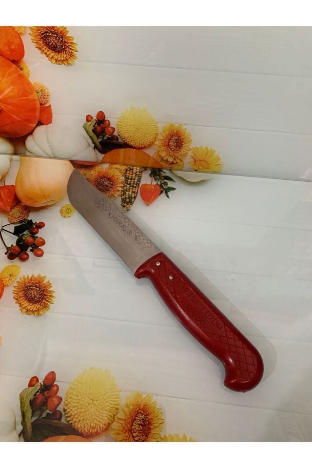 Kamptek Bıçak Meşhur Kahramanmaraş Mutfak Kasap Bıçağı Büyük Boy Kırmızı 23 cm