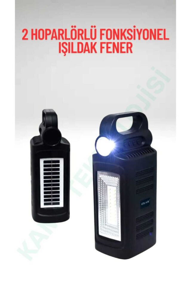 Kamp Teknolojisi Güneş Enerjisi Işıldak Fener Güçlü Speaker Hoparlör 2 x 3'' 5W FM Radyo