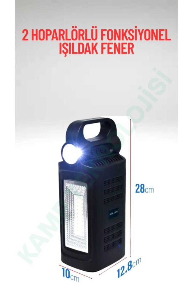 Kamp Teknolojisi Güneş Enerjisi Işıldak Fener Güçlü Speaker Hoparlör 2 x 3'' 5W FM Radyo