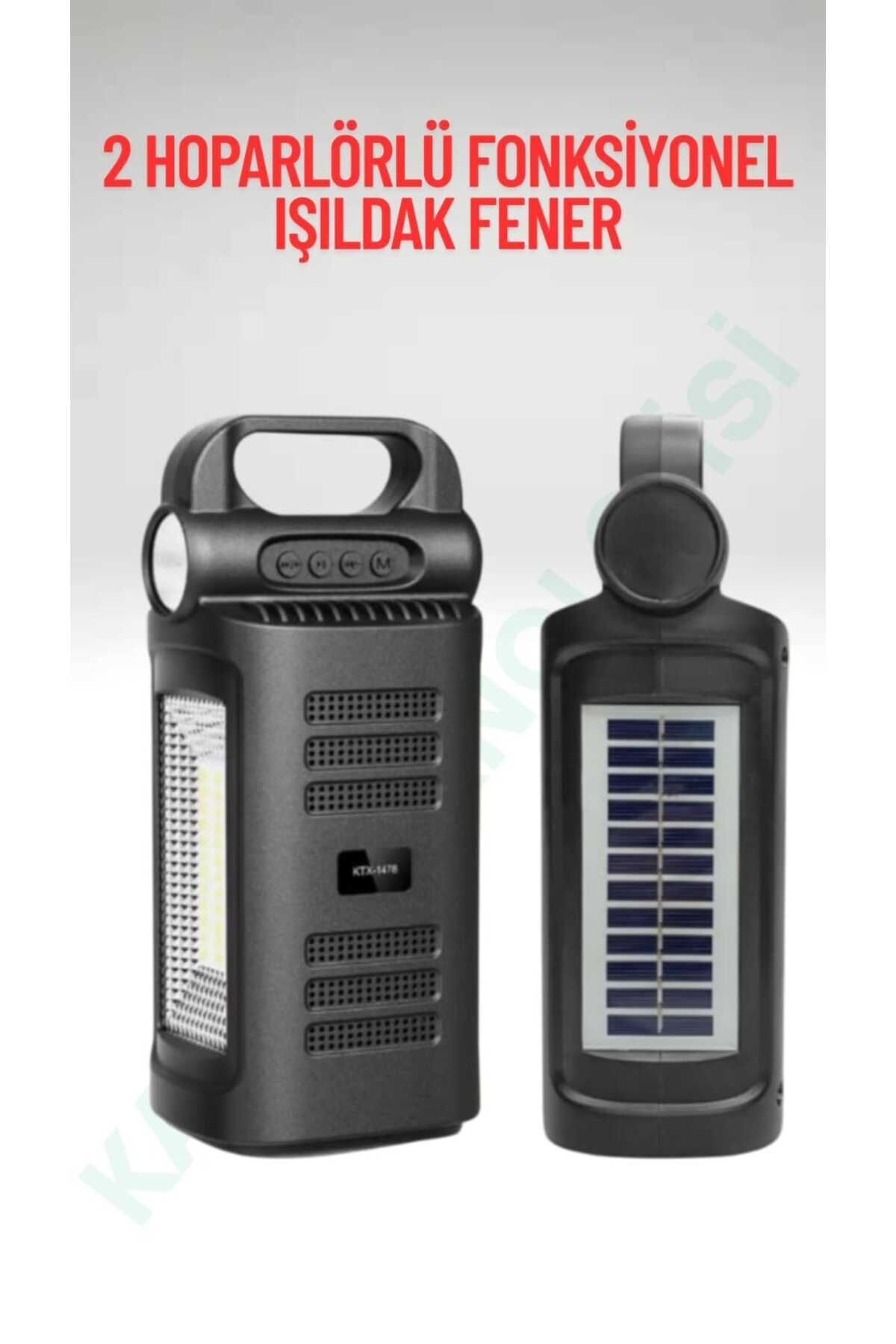 Kamp Teknolojisi Güneş Enerjisi Işıldak Fener Güçlü Speaker Hoparlör 2 x 3'' 5W FM Radyo