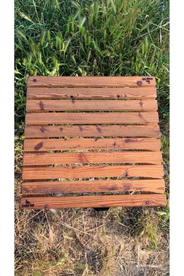 Kamptek Ahşap Atölyesinden Ahşap Lüx Konik Ayaklı Kamp Doğa Masası Dayanıklı 45*45 cm