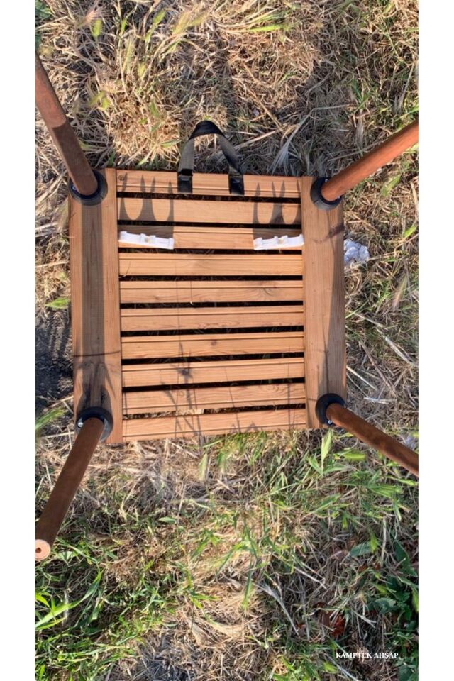 Kamptek Ahşap Atölyesinden Ahşap Lüx Konik Ayaklı Kamp Doğa Masası Dayanıklı 45*45 cm