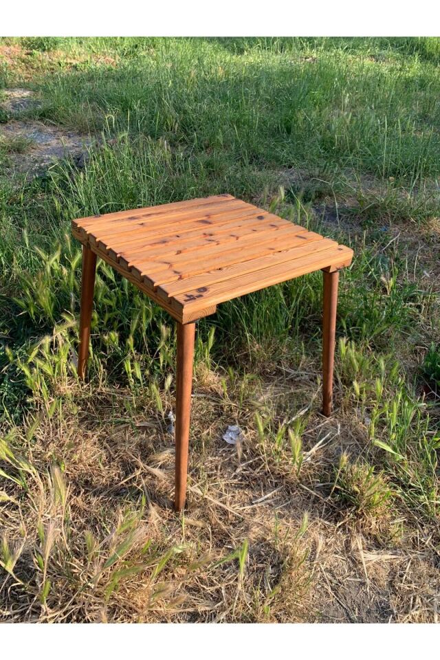 Kamptek Ahşap Atölyesinden Ahşap Lüx Konik Ayaklı Kamp Doğa Masası Dayanıklı 45*45 cm