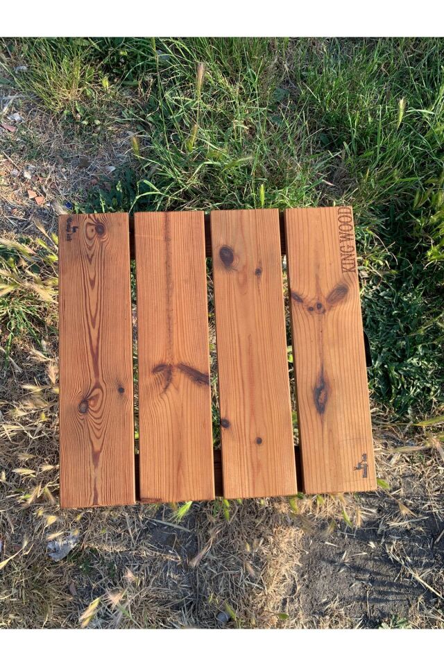 Kamptek Ahşap Atölyesinden Kalın Ahşap Dayanıklı Lüx Konik Ayaklı Kamp Doğa Masası 50*50 cm
