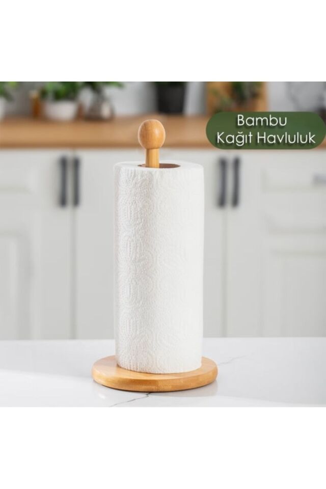 Kamptek Dekor Bambu Dev Havlu Peçetelik Yuvarlak Topuzlu Tasarım