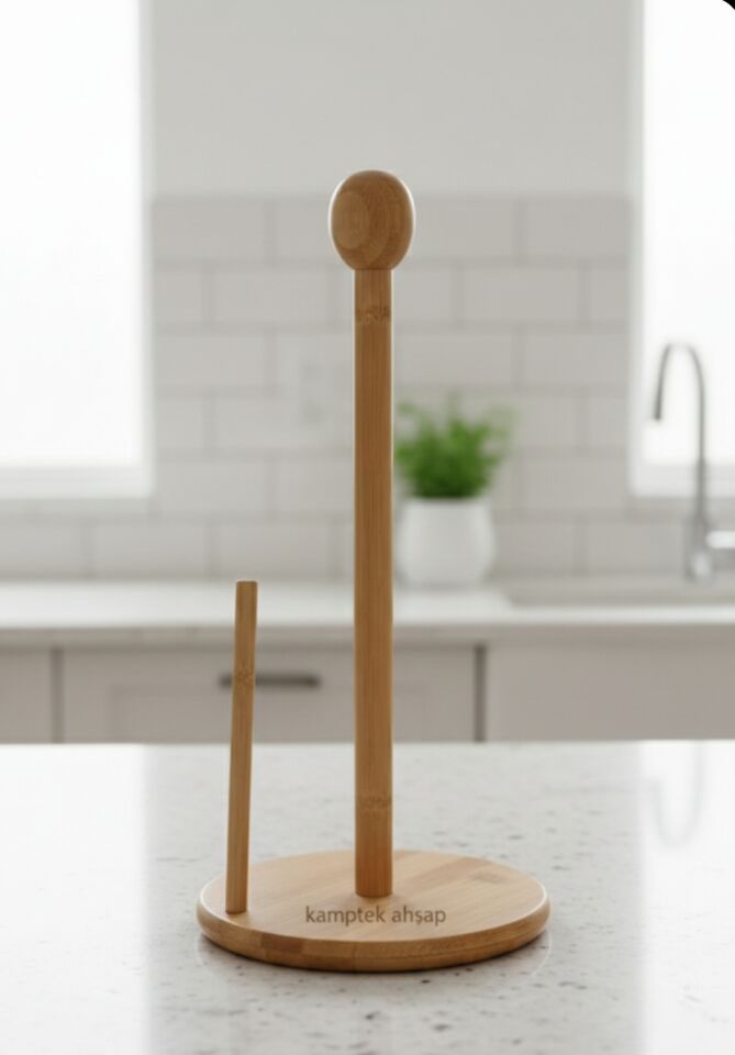 Kamptek Dekor Bambu Dev Havlu Peçetelik Yuvarlak Topuzlu Tasarım