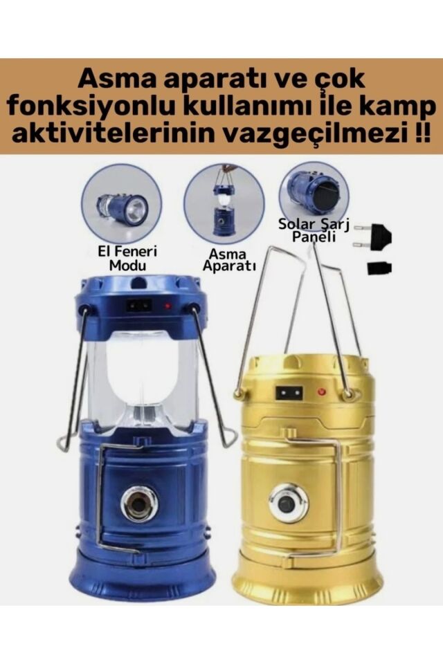 Güneş Enerjili Powerbank Özellikli Deprem Çadır Doğa Feneri Lambası