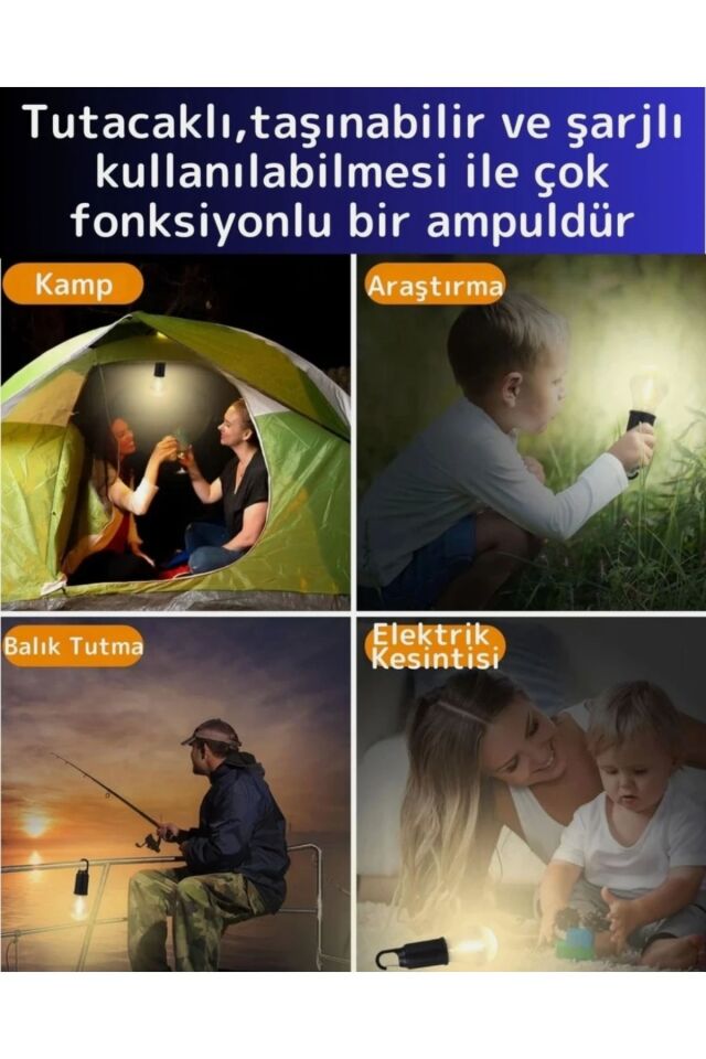Güneş Enerjili Powerbank Özellikli Deprem Çadır Doğa Feneri Lambası