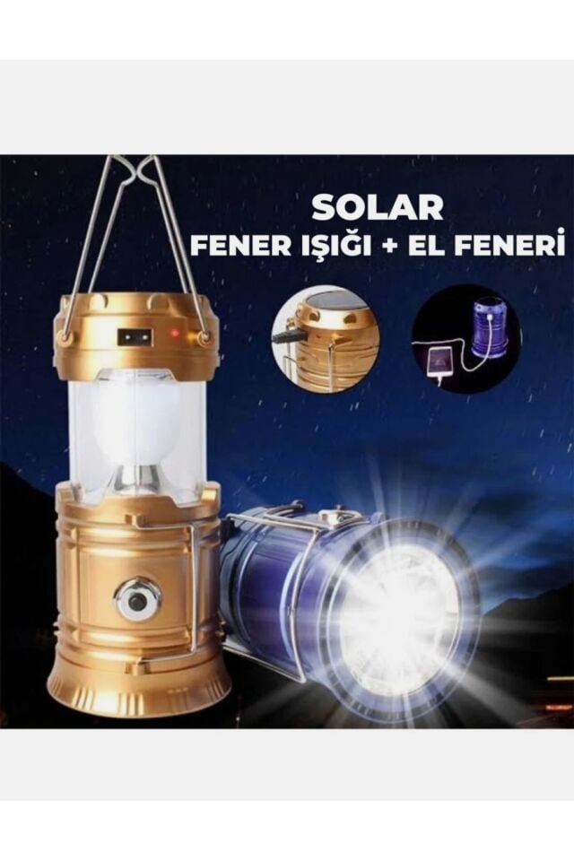 Güneş Enerjili Powerbank Özellikli Deprem Çadır Doğa Feneri Lambası