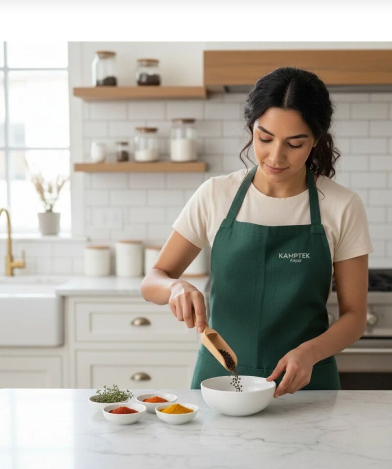 Kamptek Ahşap Baharat Ölçek Kaşığı Kürek Tasarım 12 Adet Küçük Boy