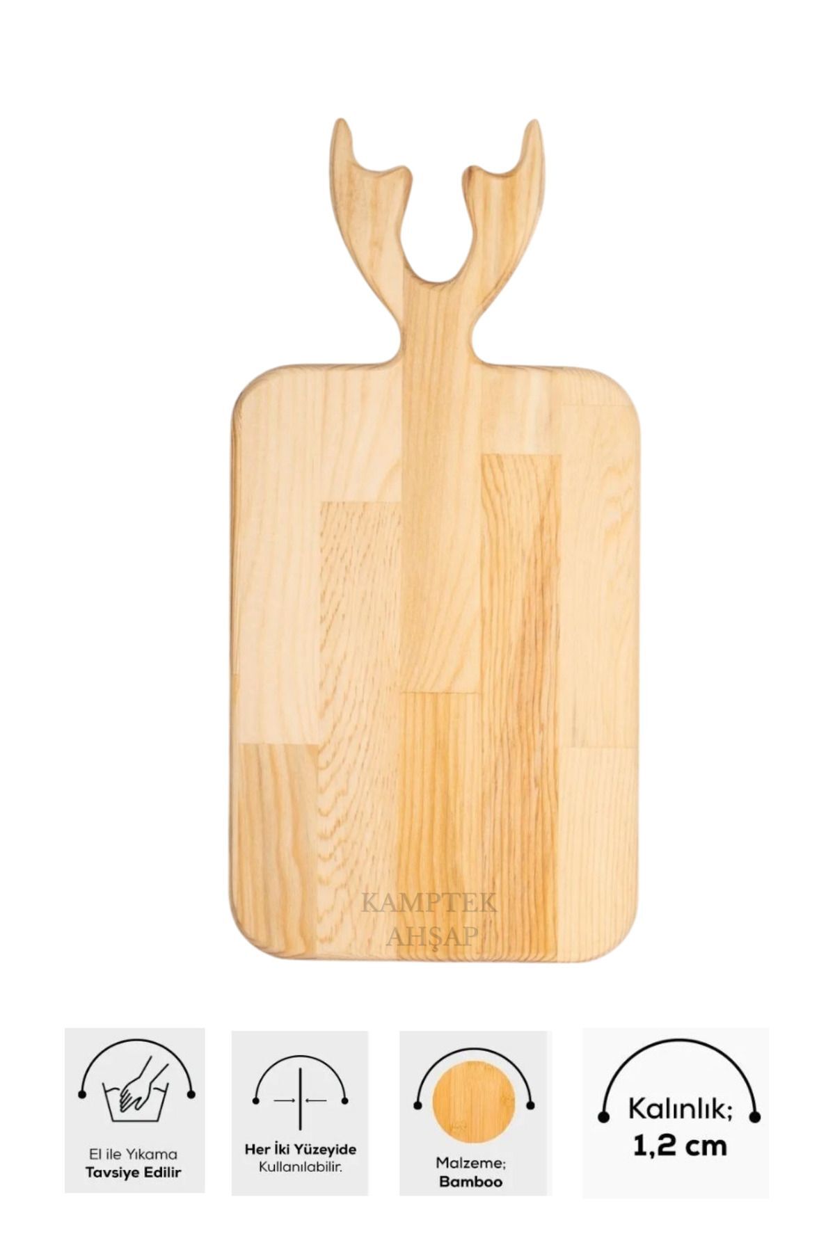 Kamptek Ahşap Bambu Geyik Tasarım Sunum Kesme Tahtası