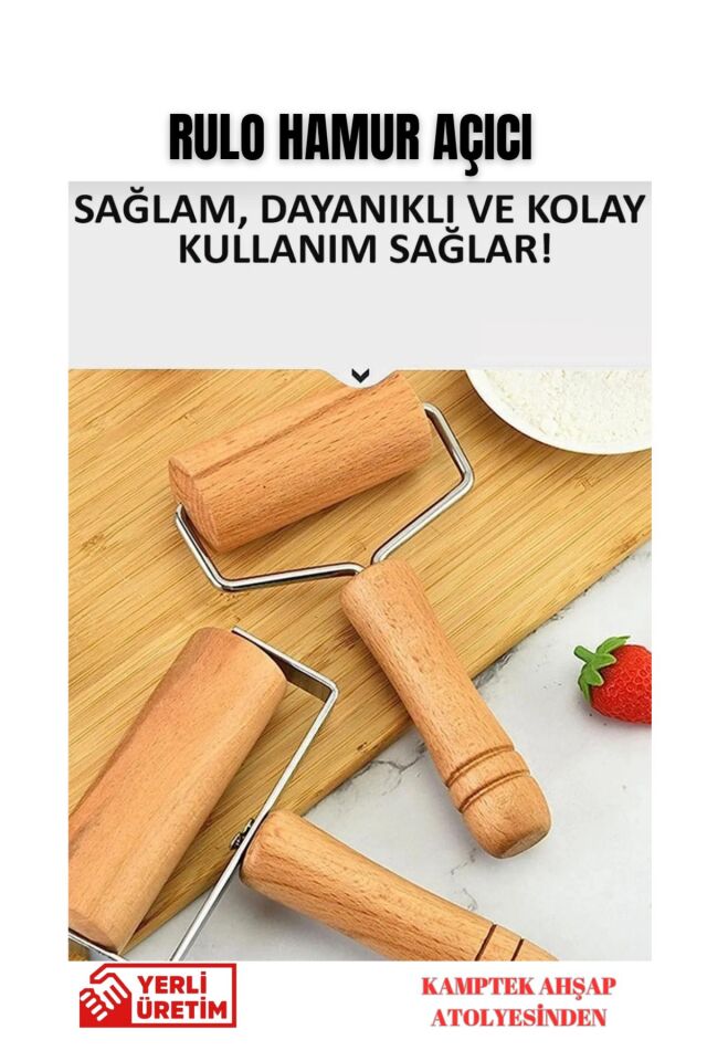 Merdane Set 2'li Rolo Hamur Açıcı Küçük Kurabiye Merdanesi
