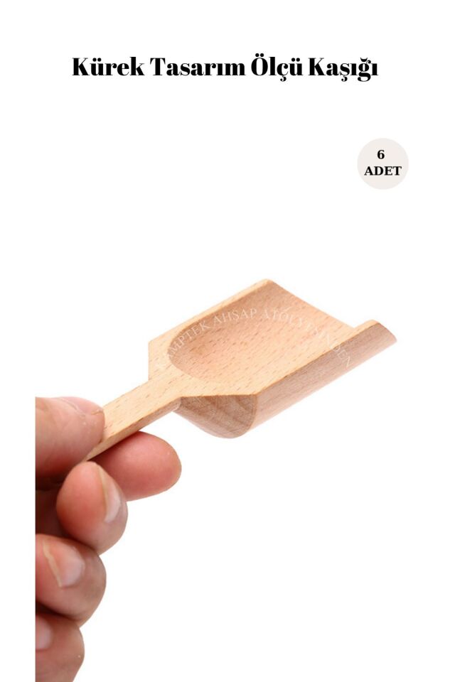 Kamptek Ahşap Baharat Ölçü Kaşığı 6 Adet Set Ahşap Kürek Tasarım
