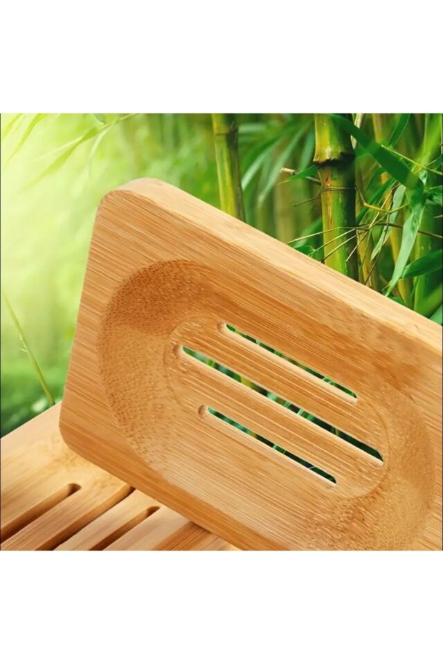 Kamptek Ahşap Bambu Katı Sabunluk 2 Adet Set Lavabo Sabunluk