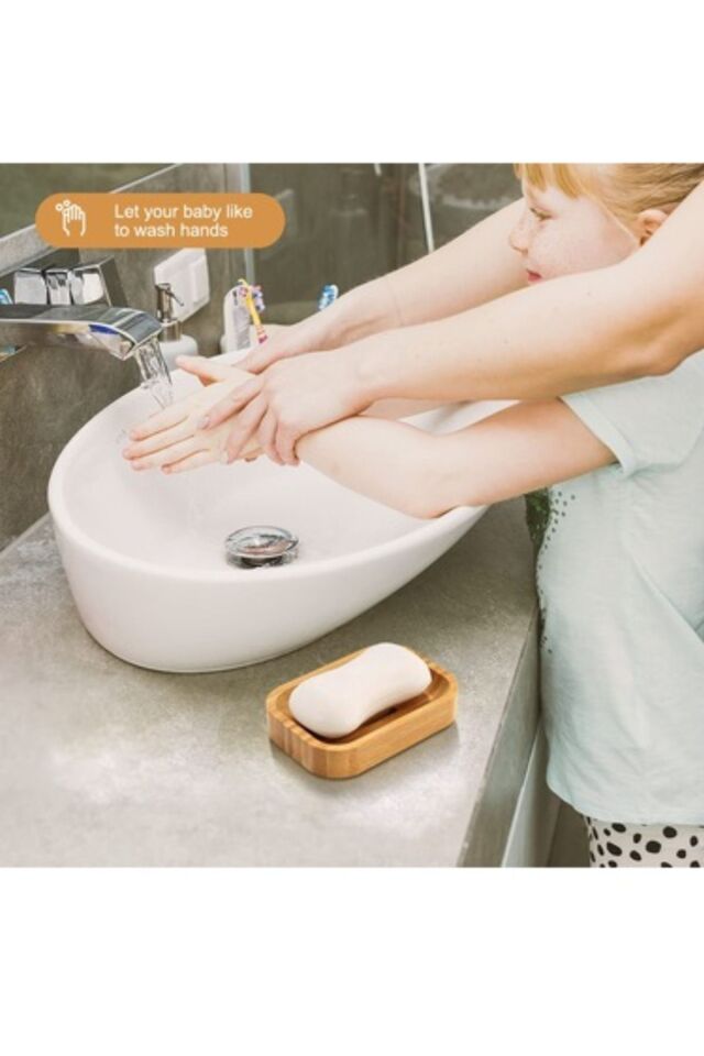 Kamptek Ahşap Bambu Katı Sabunluk 2 Adet Set Lavabo Sabunluk
