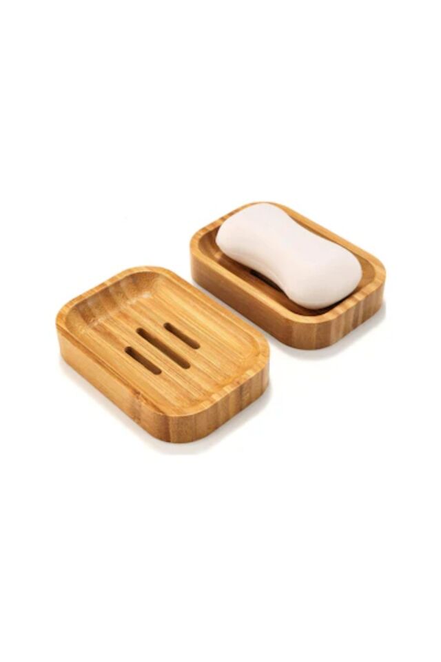 Kamptek Ahşap Yuvarlak Bambu Katı Sabunluk Dekor Lavabo Duş Sabunluk Oval Tasarım