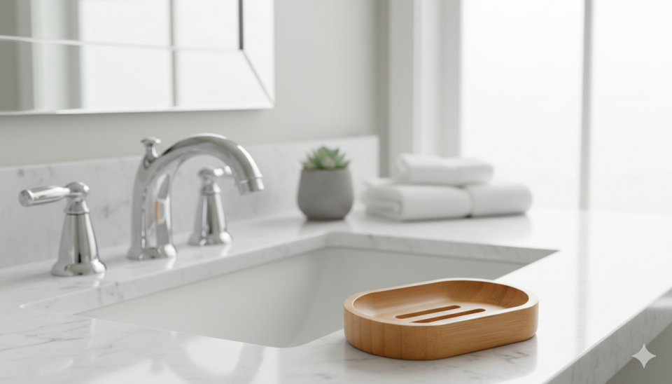 Kamptek Ahşap Yuvarlak Bambu Katı Sabunluk Dekor Lavabo Duş Sabunluk Oval Tasarım