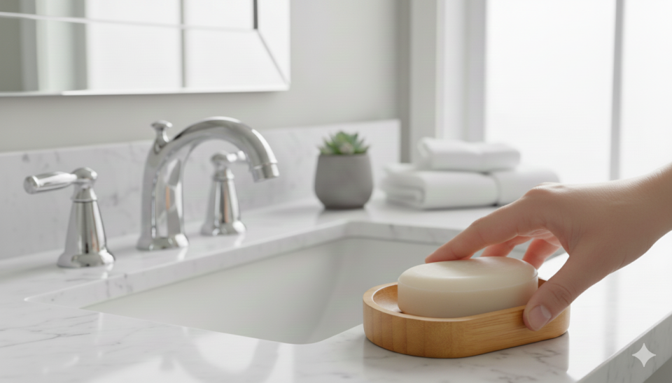 Kamptek Ahşap Yuvarlak Bambu Katı Sabunluk Dekor Lavabo Duş Sabunluk Oval Tasarım