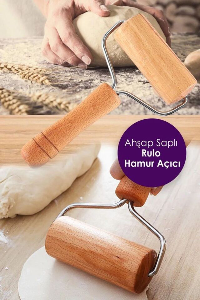 Kamptek Ahşap Atölyesinden Rulo Hamur Açıcı Merdane Pizza Börek Hamur Açma Silindiri