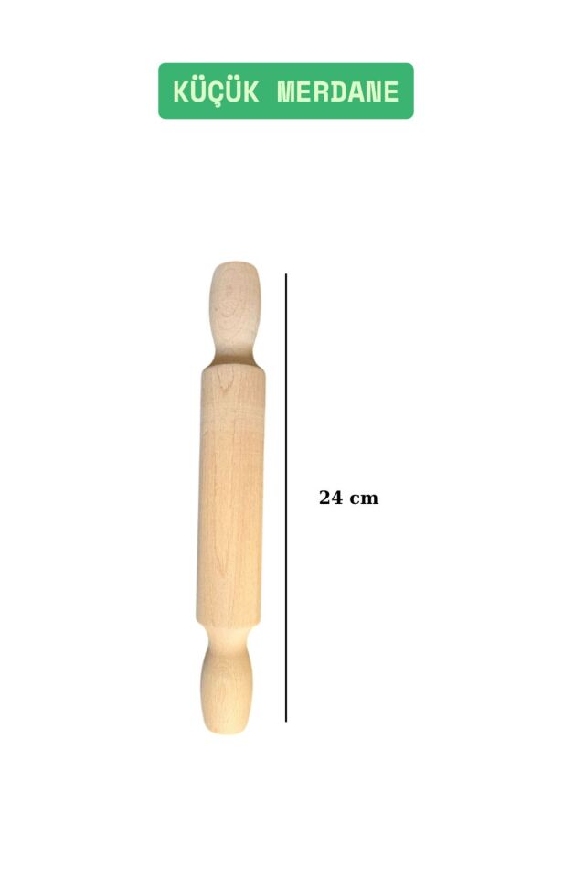 Kamptek Ahşap Atölyesinden Küçük Hobi Kurabiye Merdanesi Verniksiz Doğal 24 cm