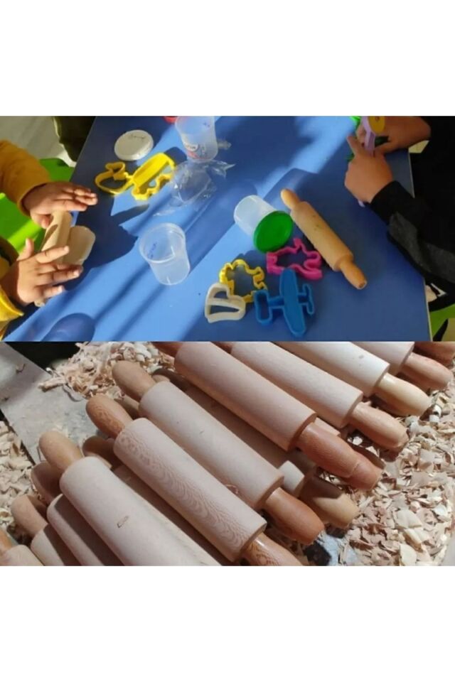 Kamptek Ahşap Atölyesinden Küçük Hobi Kurabiye Merdanesi Verniksiz Doğal 24 cm