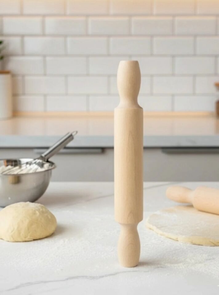 Kamptek Ahşap Atölyesinden Küçük Hobi Kurabiye Merdanesi Verniksiz Doğal 24 cm