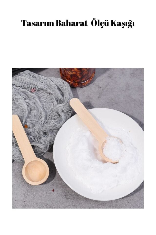 Kamptek Ahşap Yuvarlak  Tasarım Mini Baharat Servis  Ölçü Kaşığı 6 Adet Set