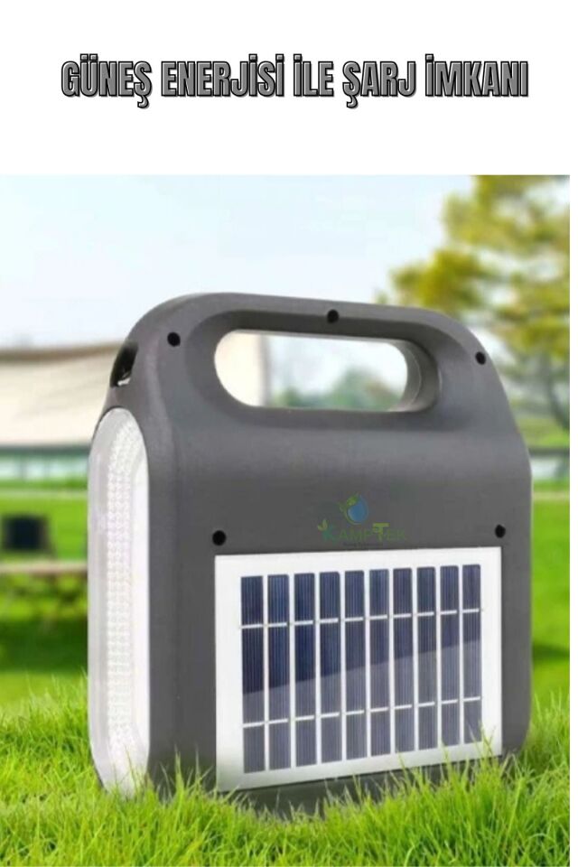 Kamp Tipi Güneş Enerjili Işıldak Hoparlör Powerbank Radyo Bluetooth Ampül Fonksiyonlu Profesyonel