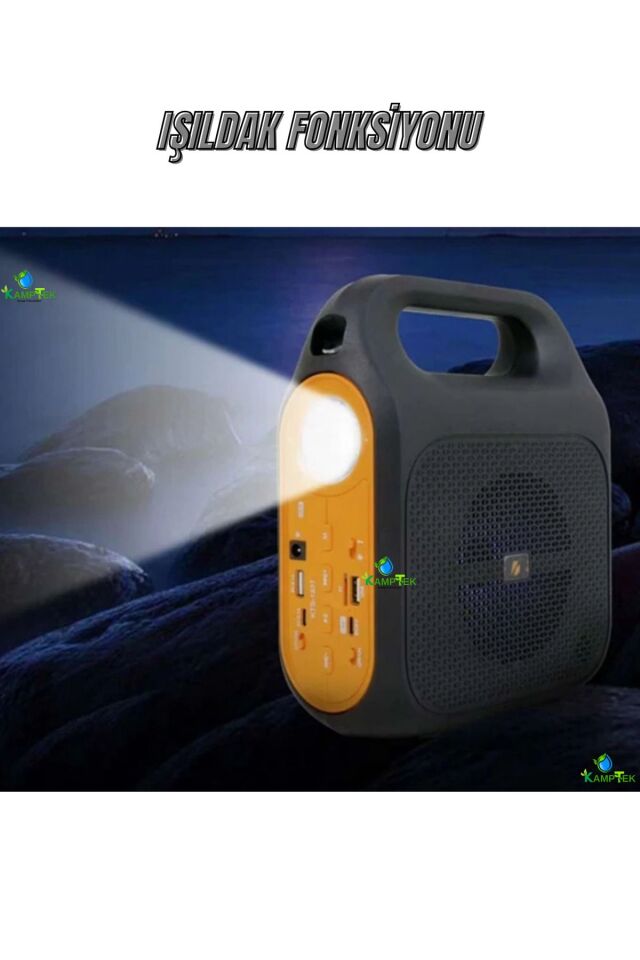 Kamp Tipi Güneş Enerjili Işıldak Hoparlör Powerbank Radyo Bluetooth Ampül Fonksiyonlu Profesyonel
