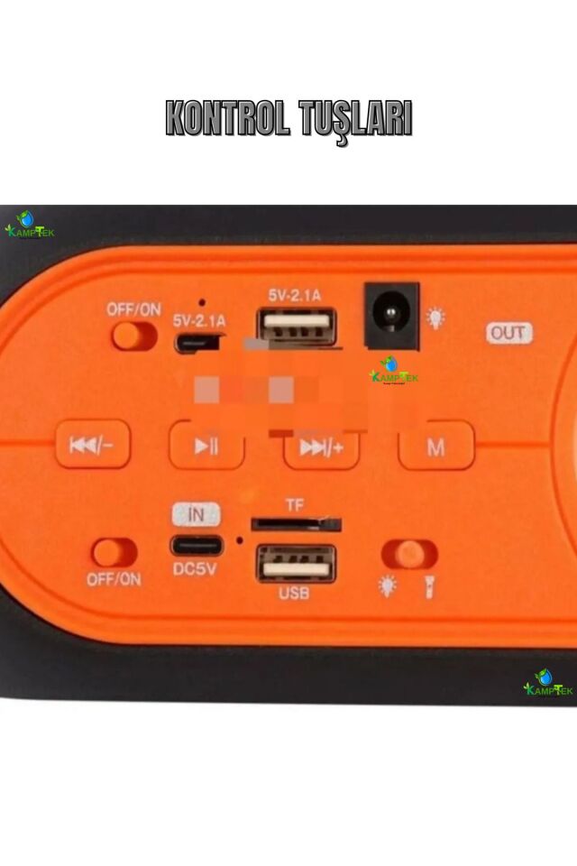 Kamp Tipi Güneş Enerjili Işıldak Hoparlör Powerbank Radyo Bluetooth Ampül Fonksiyonlu Profesyonel
