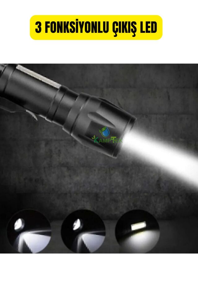 Mini Led  Güçlü Metal Gövde 3 Fonksiyonlu Kamp Avcılık Deprem Çantalık El Feneri