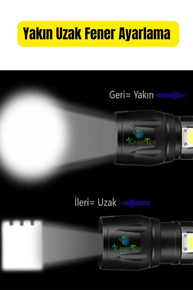 Mini Led  Güçlü Metal Gövde 3 Fonksiyonlu Kamp Avcılık Deprem Çantalık El Feneri