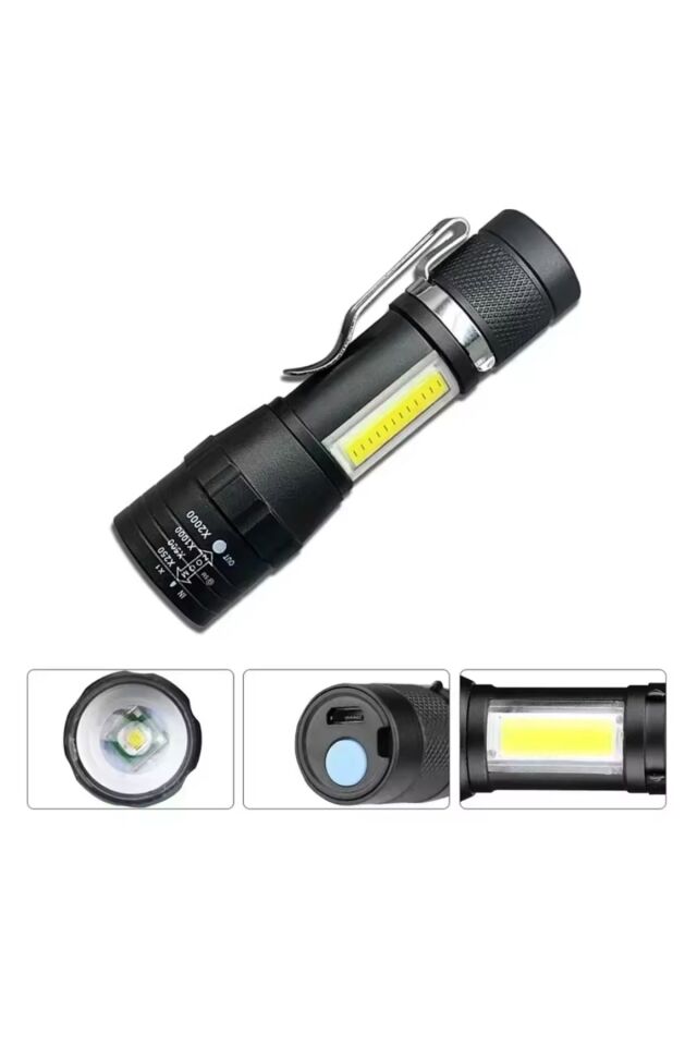 Mini Led  Güçlü Metal Gövde 3 Fonksiyonlu Kamp Avcılık Deprem Çantalık El Feneri