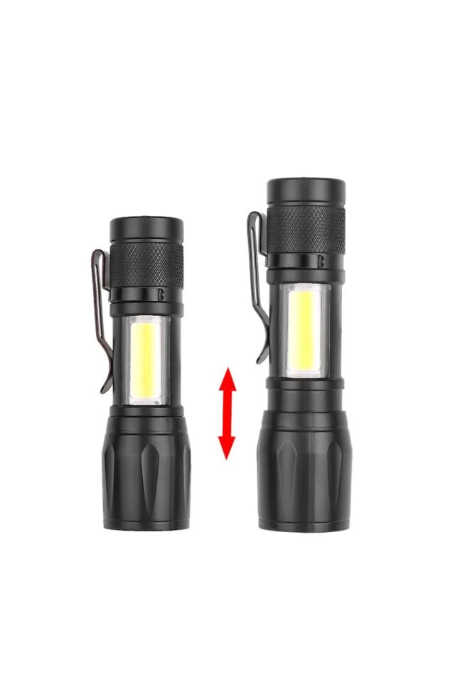 Mini Led  Güçlü Metal Gövde 3 Fonksiyonlu Kamp Avcılık Deprem Çantalık El Feneri