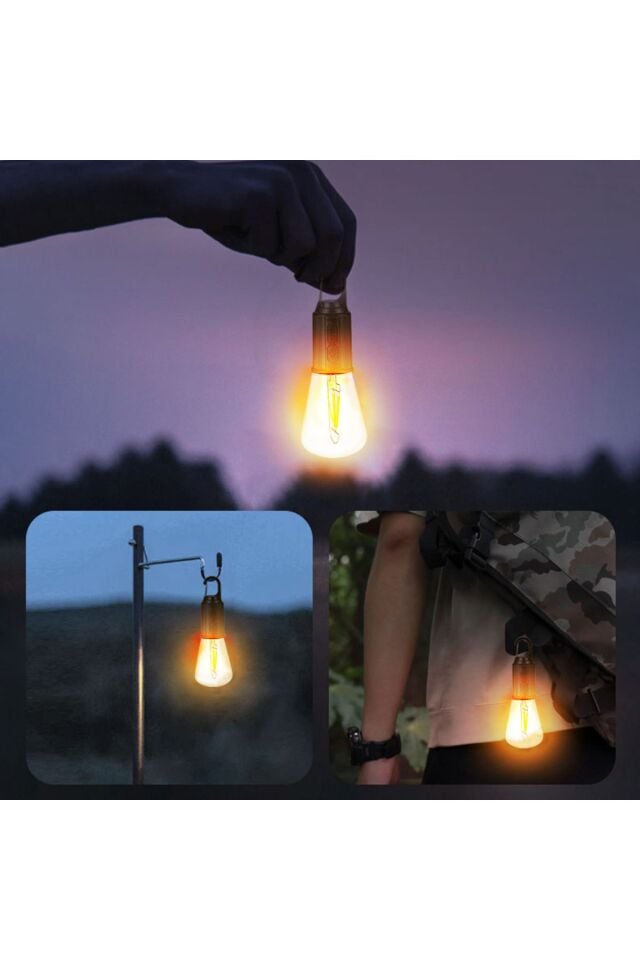 Profesyonel Kamp Çadır LED Ampül Sarjlı 3 Modlu Ampül Askı Aparatlı Özel Tasarım