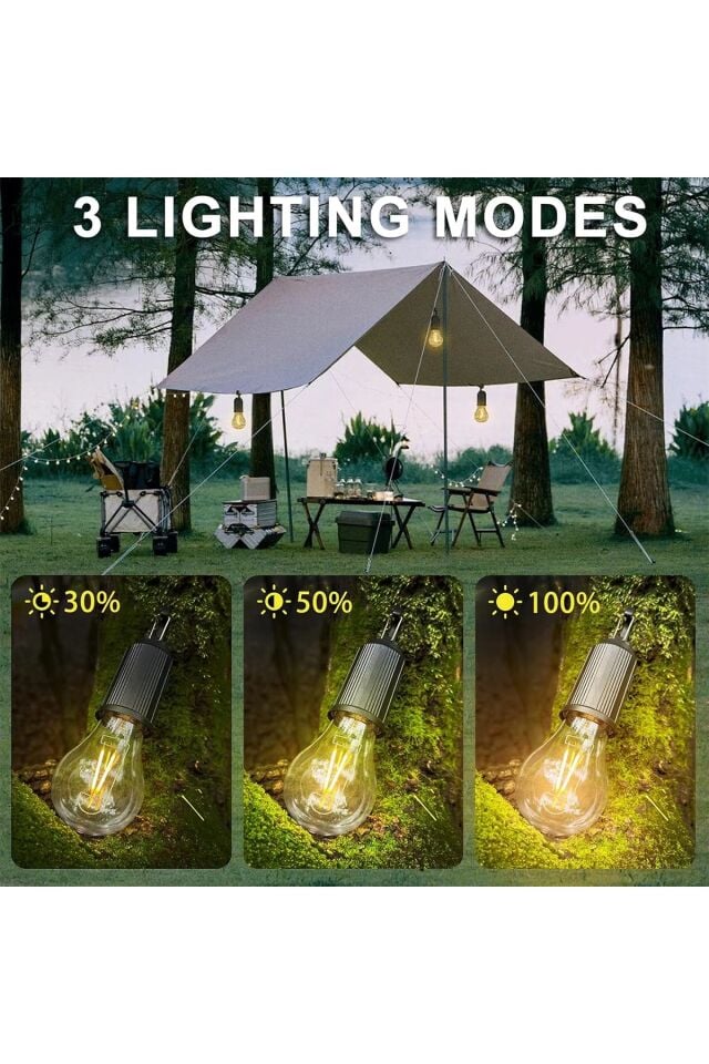 Profesyonel Kamp Çadır LED Ampül Sarjlı 3 Modlu Ampül Askı Aparatlı Özel Tasarım