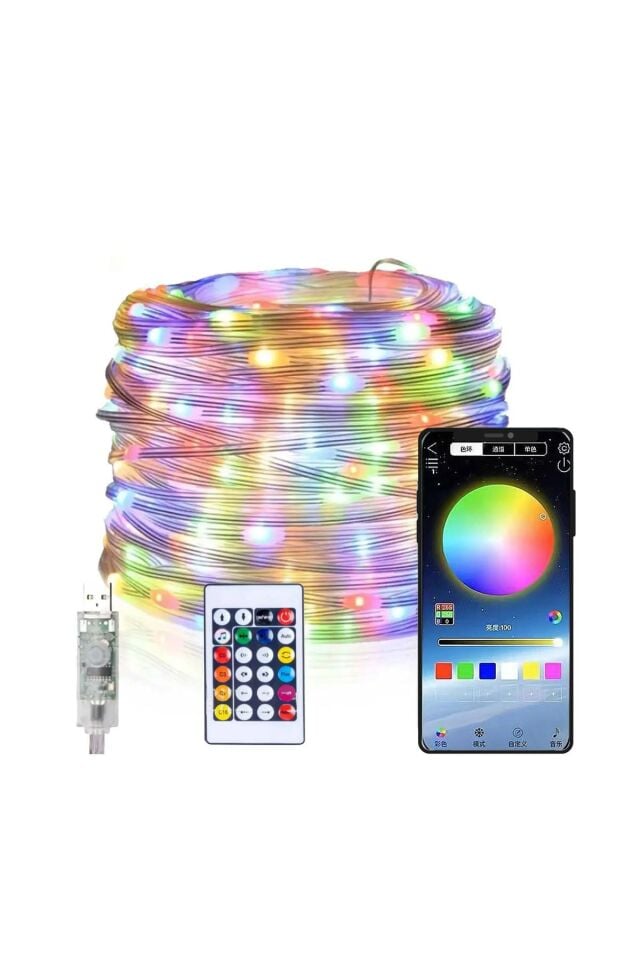 Akıllı Şerit Led Parti Ev Dekor 10 Metre Bluetooth TV Sese Duyarlı USB Enerjili Telefon Kontrollü