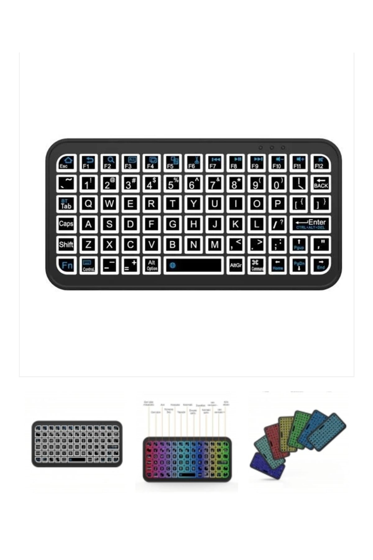 Mini Şarjlı Kablosuz Klavye Sarjlı Işıklı Bluetooth Bağlantılı Android TV Uyumlu Klavye