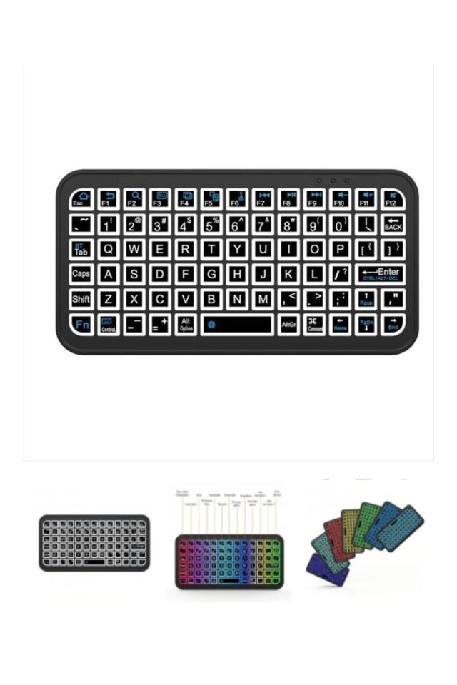 Mini Şarjlı Kablosuz Klavye Sarjlı Işıklı Bluetooth Bağlantılı Android TV Uyumlu Klavye